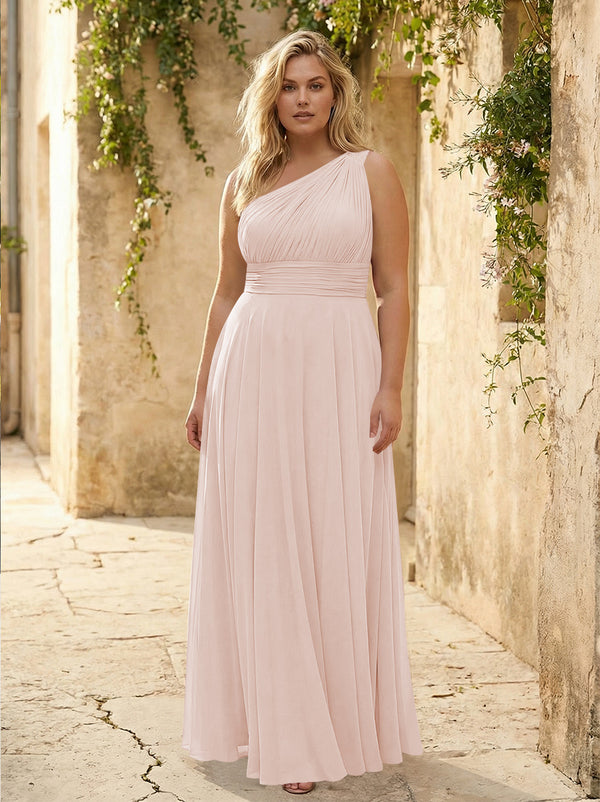 Chiffon One Shoulder Pleated Bridesmaid Dresses