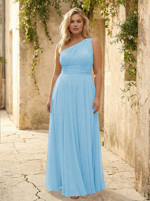 Chiffon One Shoulder Pleated Bridesmaid Dresses
