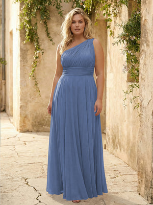 Chiffon One Shoulder Pleated Bridesmaid Dresses