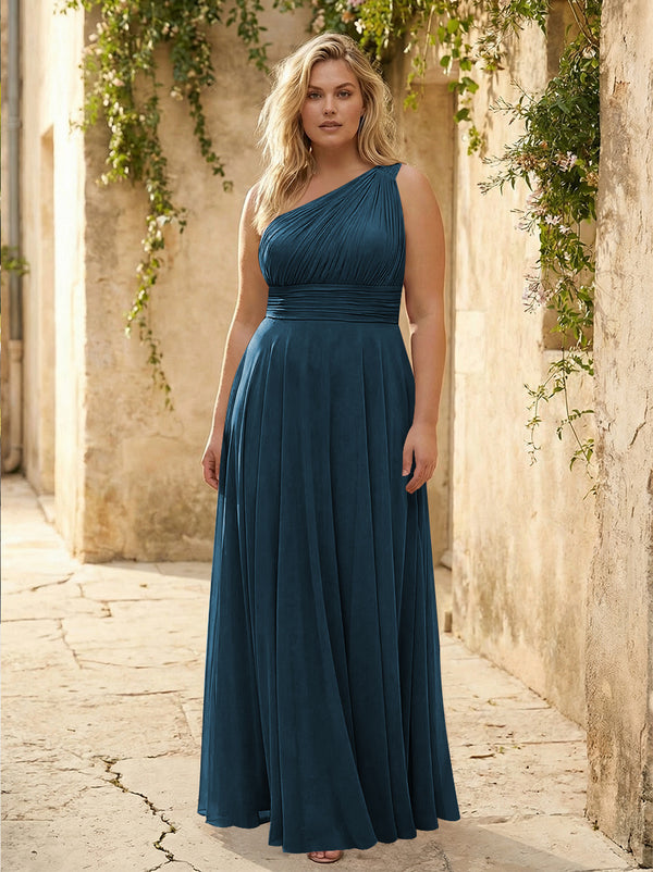 Chiffon One Shoulder Pleated Bridesmaid Dresses