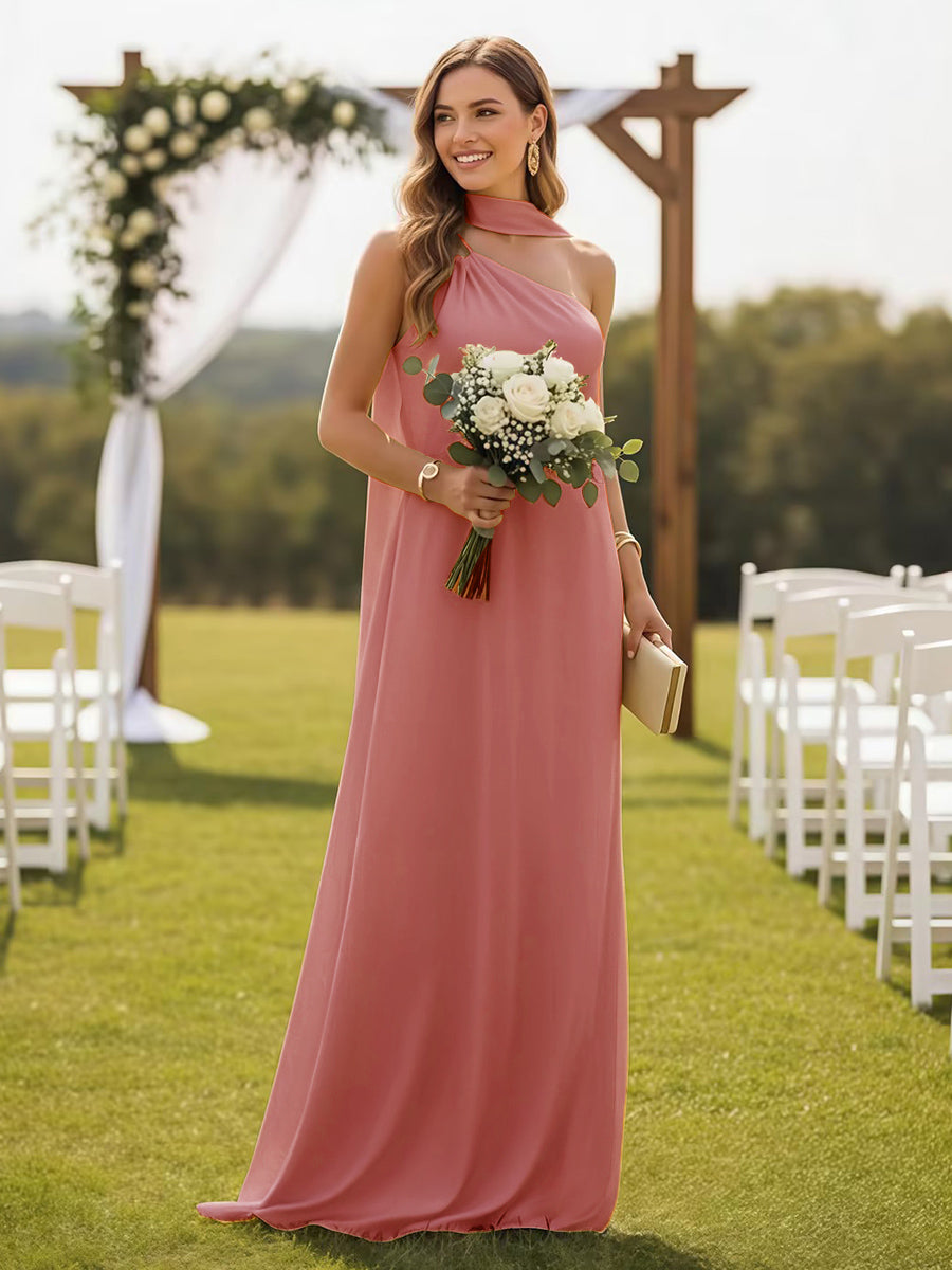 One Shoulder Formal Dresses with Scarf Wedding Guest Dresses