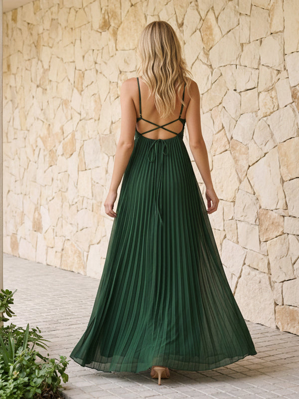Spaghetti Straps Pleated Chiffon Bridesmaid Dresses