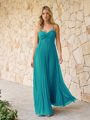 Spaghetti Straps Pleated Chiffon Bridesmaid Dresses