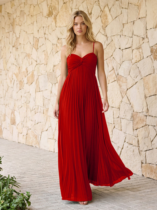 Spaghetti Straps Pleated Chiffon Bridesmaid Dresses