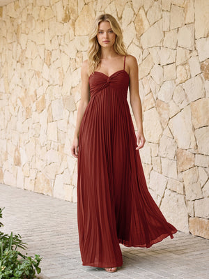 Spaghetti Straps Pleated Chiffon Bridesmaid Dresses
