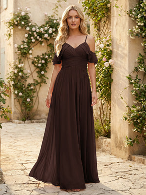 Spaghetti Straps Chiffon Bridesmaid Dresses with Ruffles
