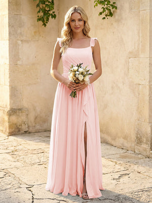 Spaghetti Straps Chiffon Bridesmaid Dresses with Slit