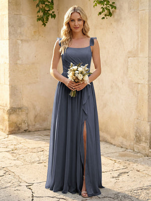 Spaghetti Straps Chiffon Bridesmaid Dresses with Slit