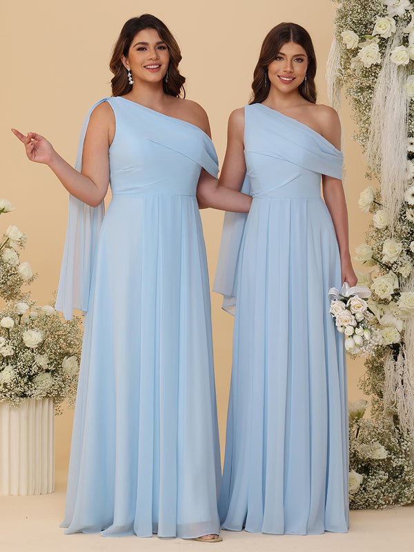 One Shoulder Chiffon Bridesmaid Dresses Maxi Dresses