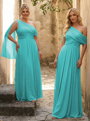 One Shoulder Chiffon Bridesmaid Dresses Maxi Dresses