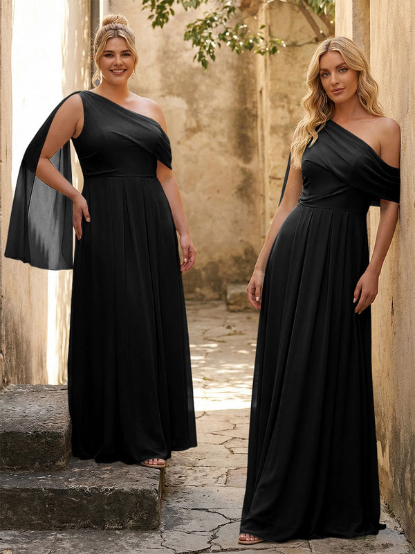 One Shoulder Chiffon Bridesmaid Dresses Maxi Dresses