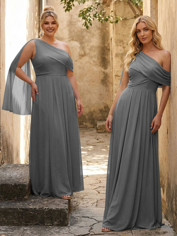 One Shoulder Chiffon Bridesmaid Dresses Maxi Dresses