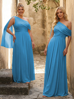 One Shoulder Chiffon Bridesmaid Dresses Maxi Dresses