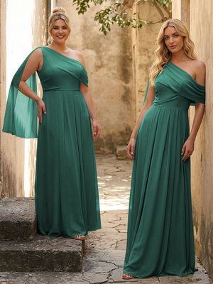One Shoulder Chiffon Bridesmaid Dresses Maxi Dresses