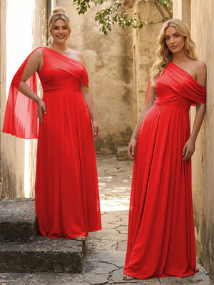 One Shoulder Chiffon Bridesmaid Dresses Maxi Dresses