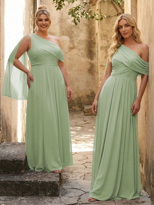 One Shoulder Chiffon Bridesmaid Dresses Maxi Dresses
