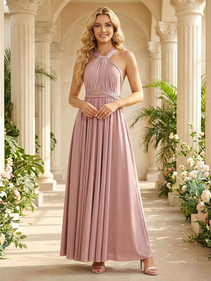 Elegant Chiffon A Line Sleeveless Pleated Multi-Style Bridesmaid Dresses
