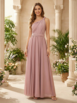 Elegant Chiffon A Line Sleeveless Pleated Multi-Style Bridesmaid Dresses