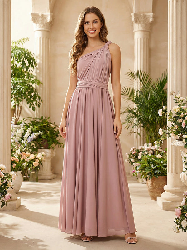 Elegant Chiffon A Line Sleeveless Pleated Multi-Style Bridesmaid Dresses