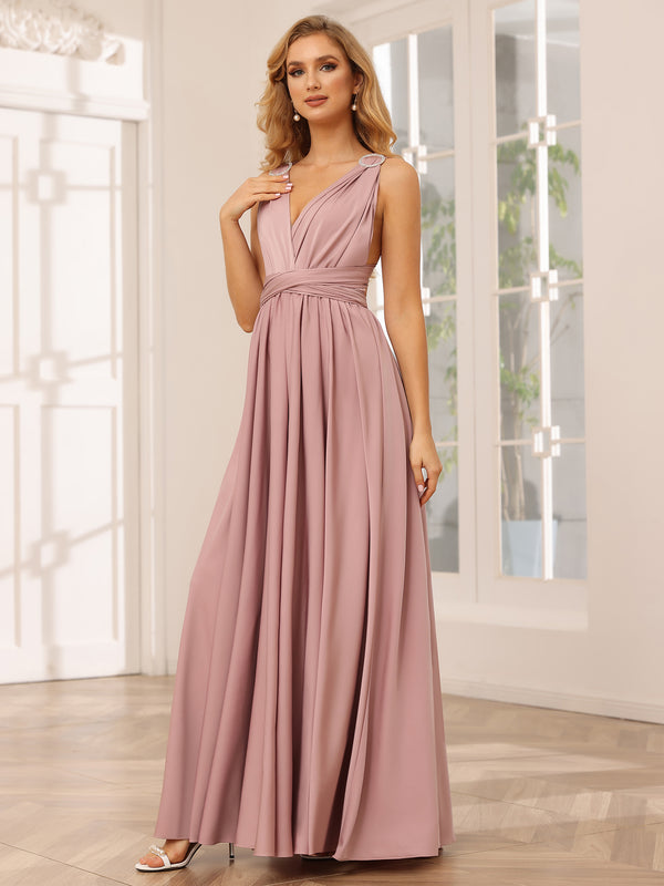 Elegant Chiffon A Line Sleeveless Pleated Multi-Style Bridesmaid Dresses