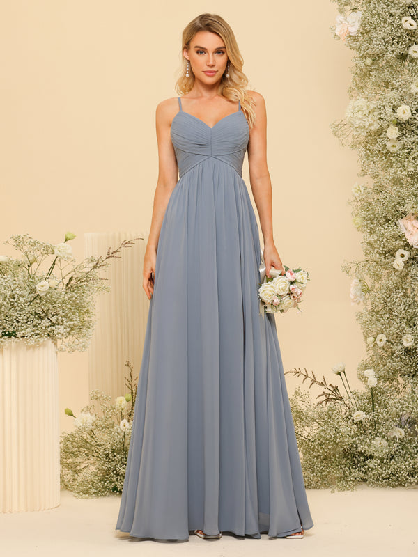 Spaghetti Straps Chiffon Bridesmaid Dresses with Slit