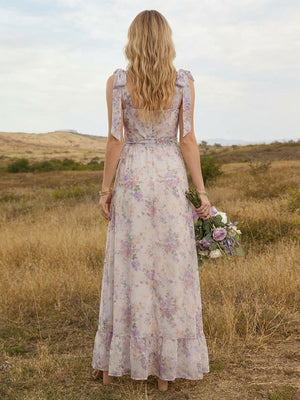 Chiffon A Line Scoop Neck Floor Length Bridesmaid Dresses