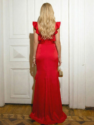 Satin Corset Ruffles Sweetheart Pleated Mermaid Long Evening Dresses