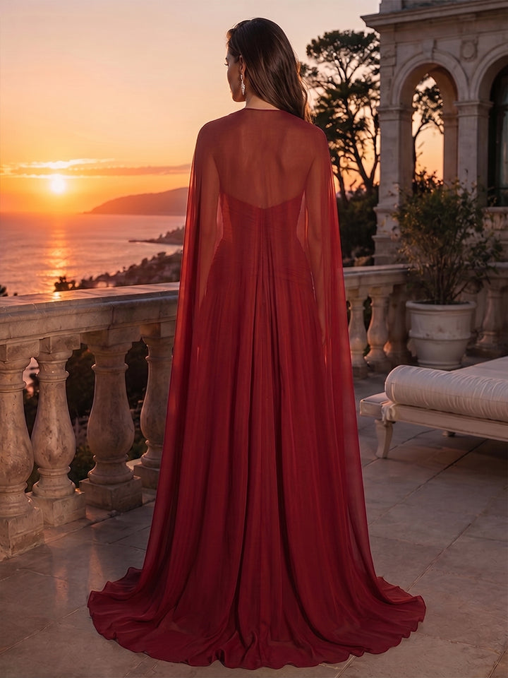 Chiffon Mermaid Halter Pleats Ruched Evening Dresses