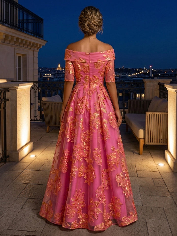 Jacquard A Line Cowl Neck Bow Ruched Mother of the Bride Dresses