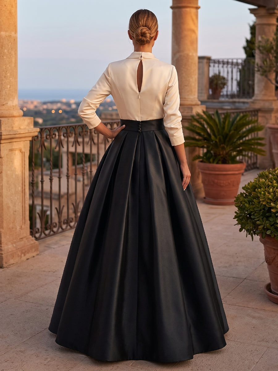 Satin A Line V Neck Pleats Ruched Evening Dresses