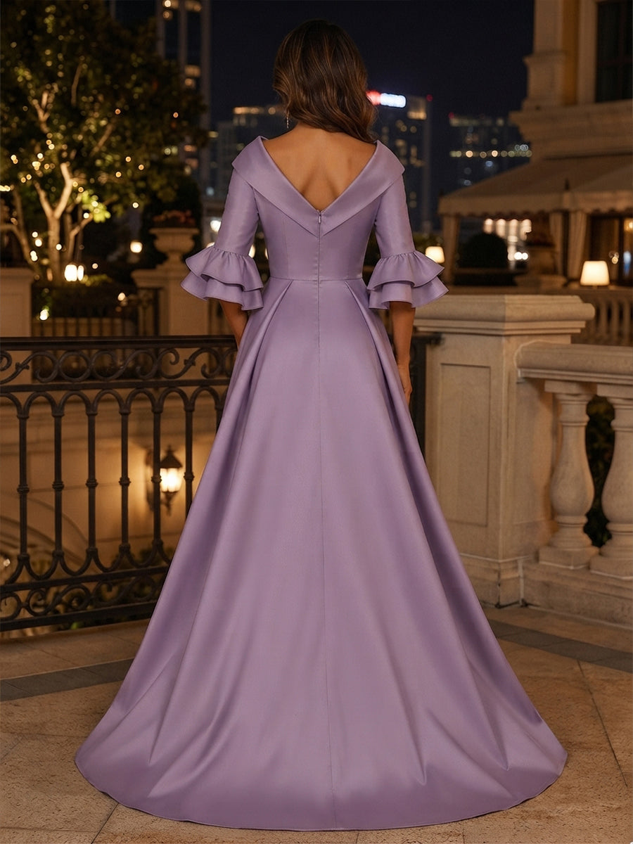 Embroidery A Line V Neck Ruffles Ruched Mother of the Bride Dresses
