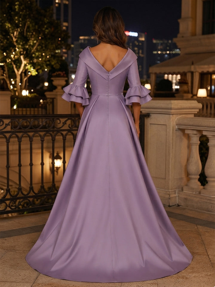 Embroidery A Line V Neck Ruffles Ruched Mother of the Bride Dresses