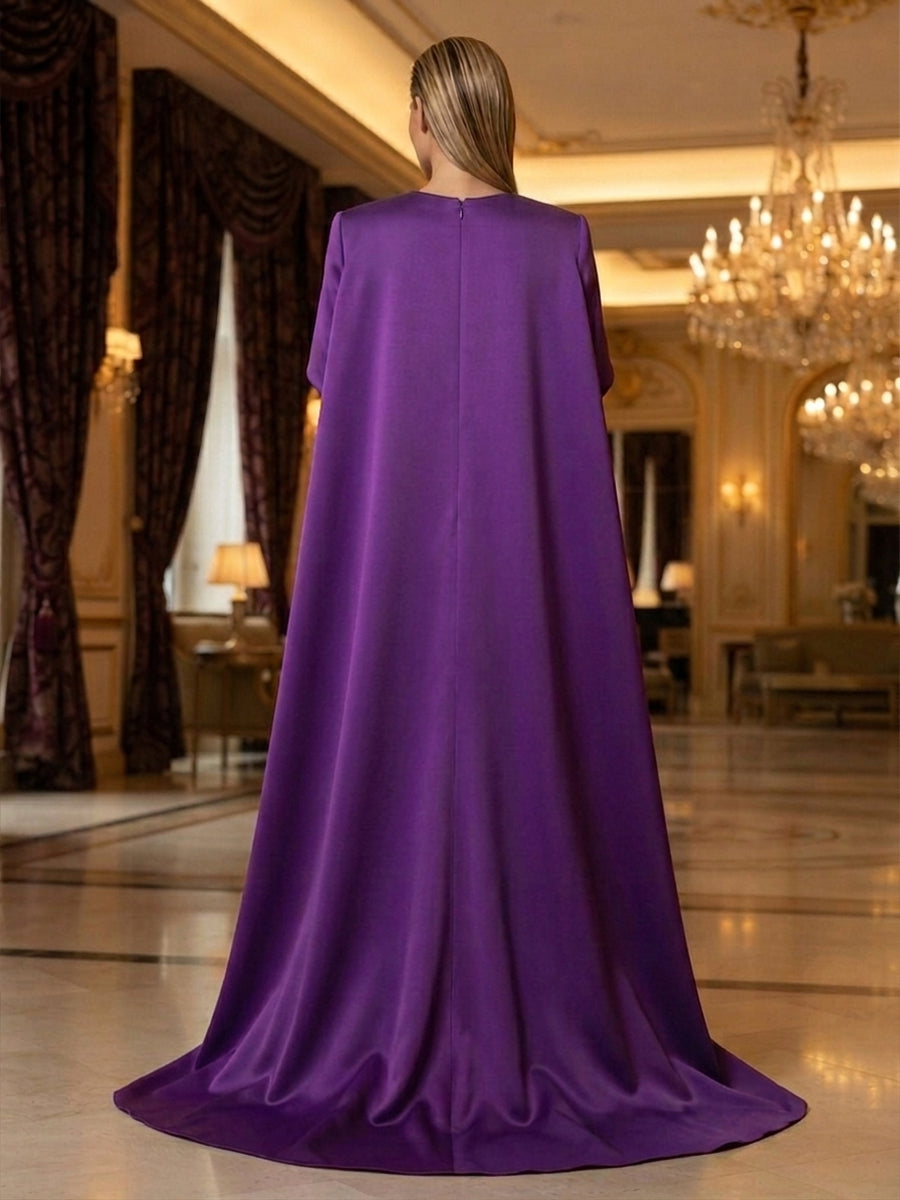 Satin Mermaid Scoop Neck 3D Flowers Ruched Mother of the Bride Dresses