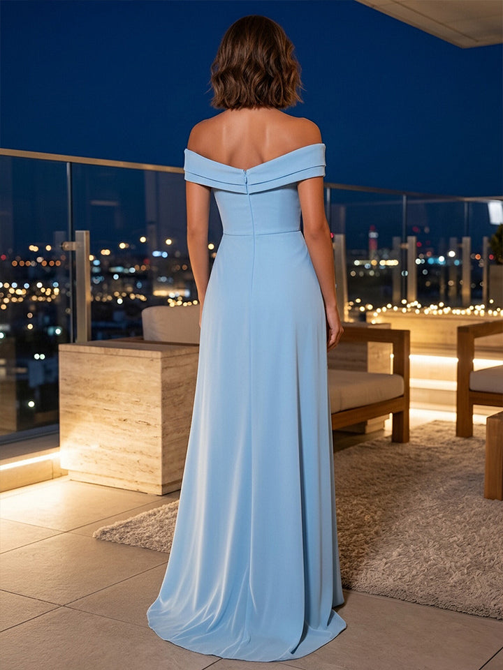 Chiffon Mermaid V Neck Side Slit Ruched Evening Dresses