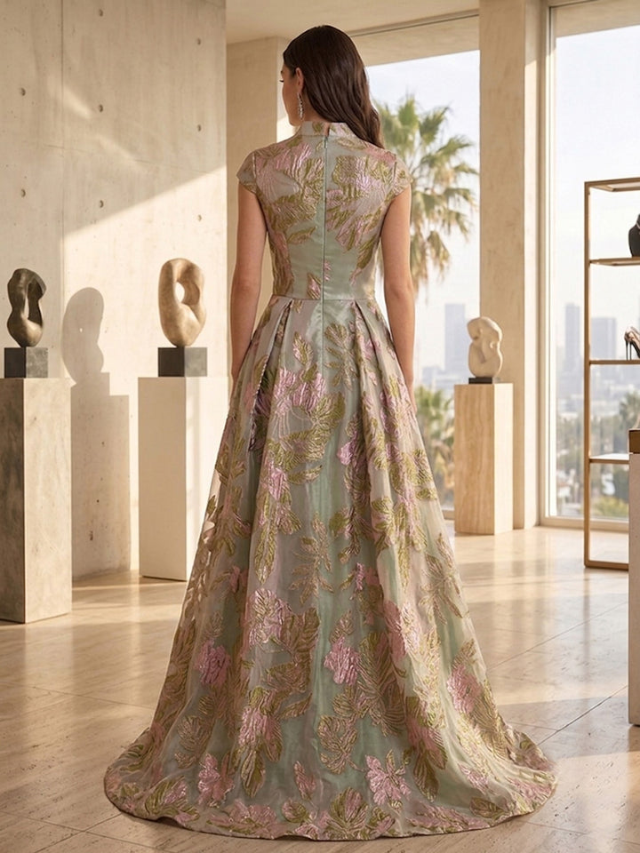 Jacquard A Line V Neck Ruched elegent Mother of the Bride Dresses for Women