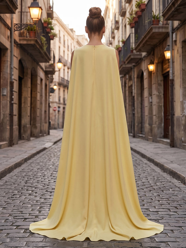 Sequin Floral Sheath Scoop Neck Cape elegent Evening Dresses