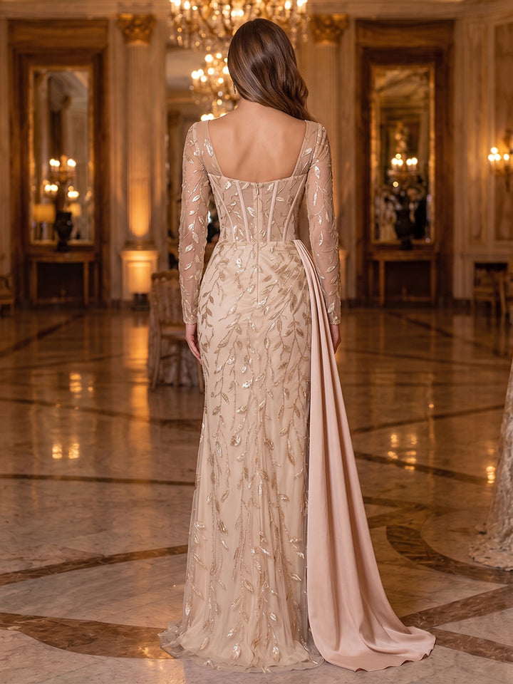 Satin Mermaid Sweetheart Sequin Sash Evening Dresses