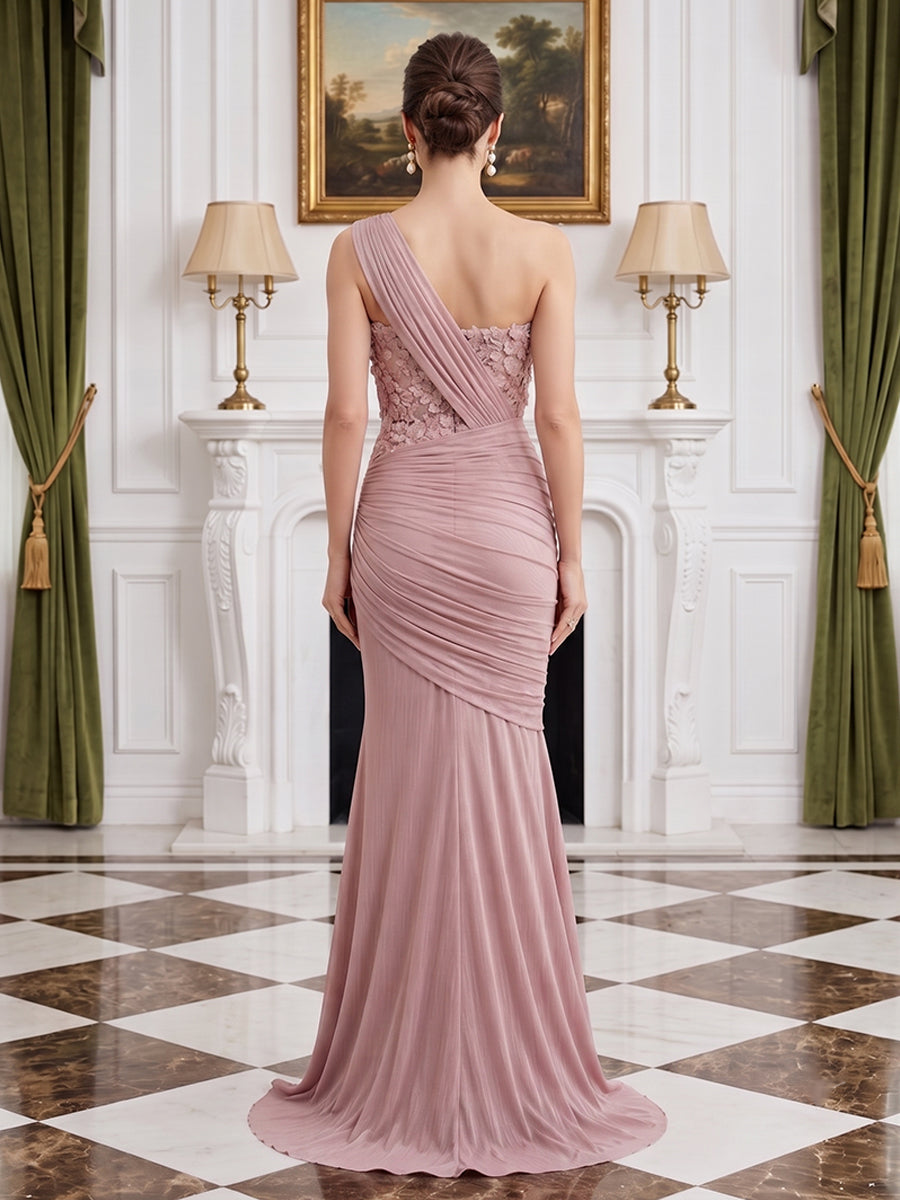 Satin Mermaid One Shoulder Pleats Mother of the Bride Dresses