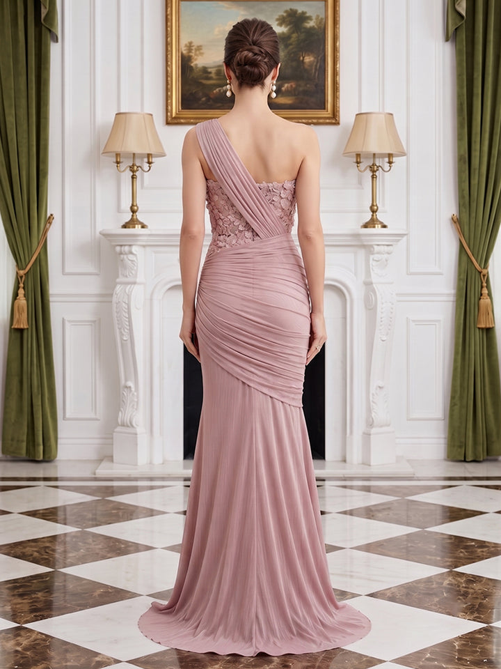 Satin Mermaid One Shoulder Pleats Mother of the Bride Dresses