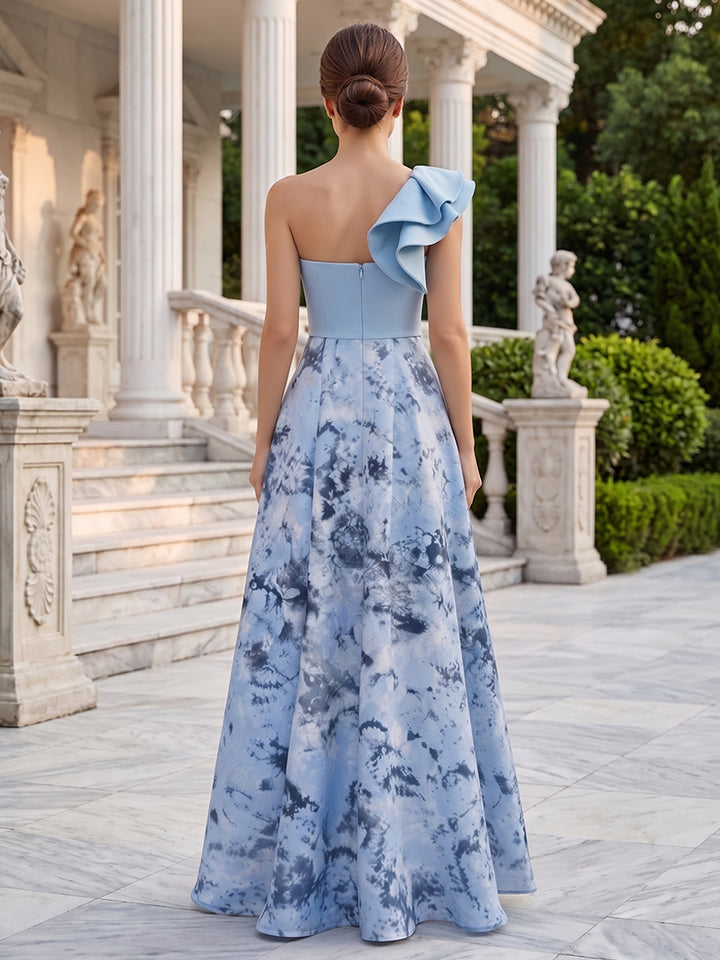 Satin A Line One Shoulder Ruffles Mother of the Bride Dresses