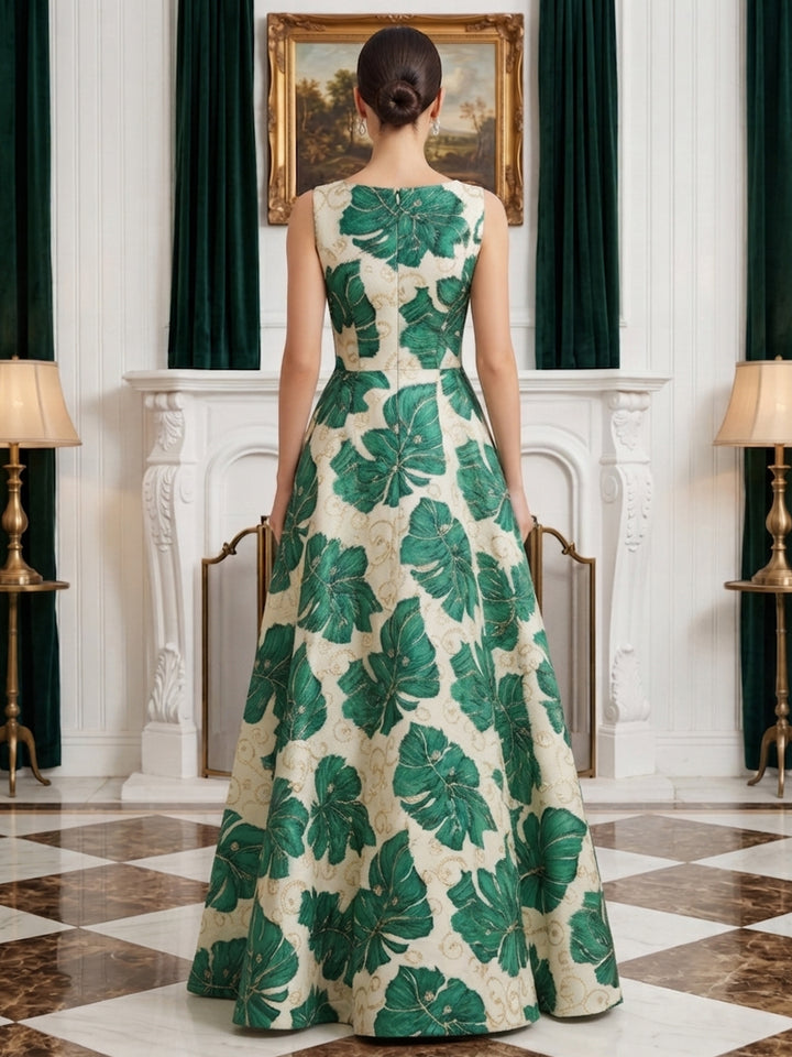 Jacquard A Line Jewel Neck Floral Mother of the Bride Dresses