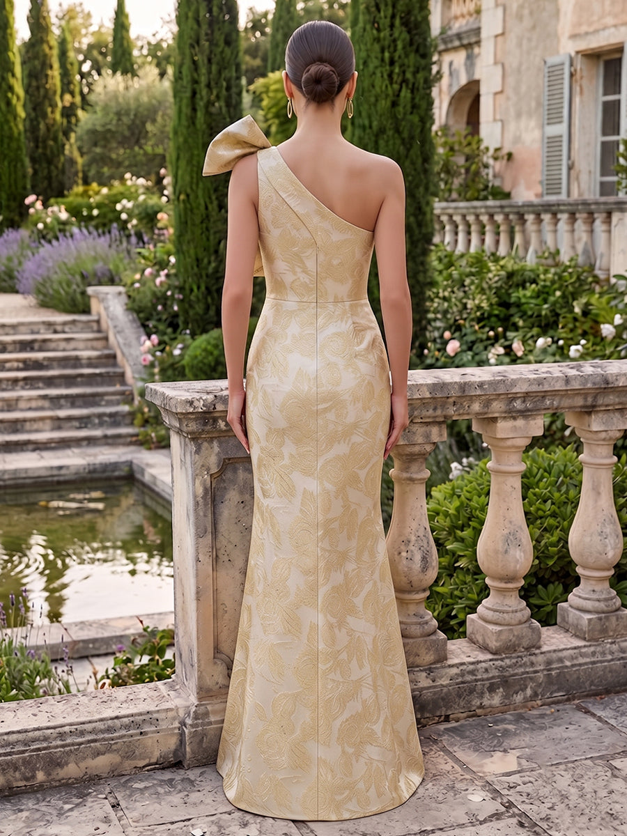 Jacquard Mermaid One Shoulder Floral Mother of the Bride Dresses