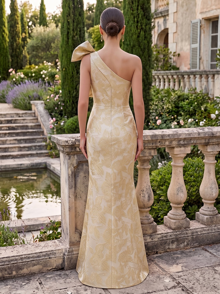 Jacquard Mermaid One Shoulder Floral Mother of the Bride Dresses