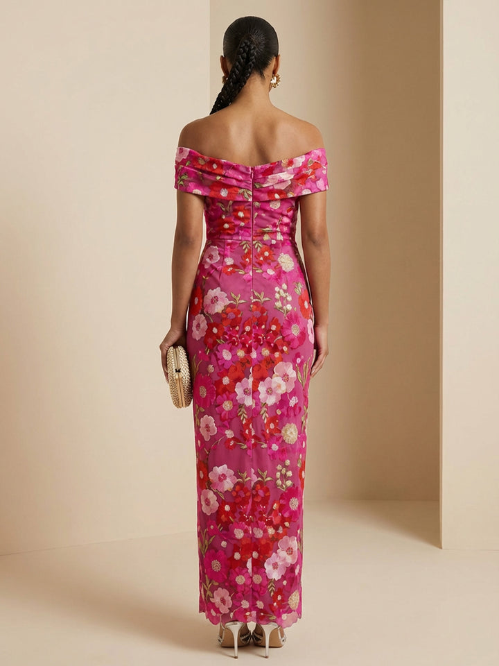 Embroidered Mermaid Off the Shoulder Floor Length Cocktail Dresses