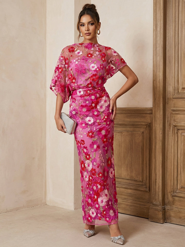Embroidered Mermaid Square Neck Floor Length Cocktail Dresses