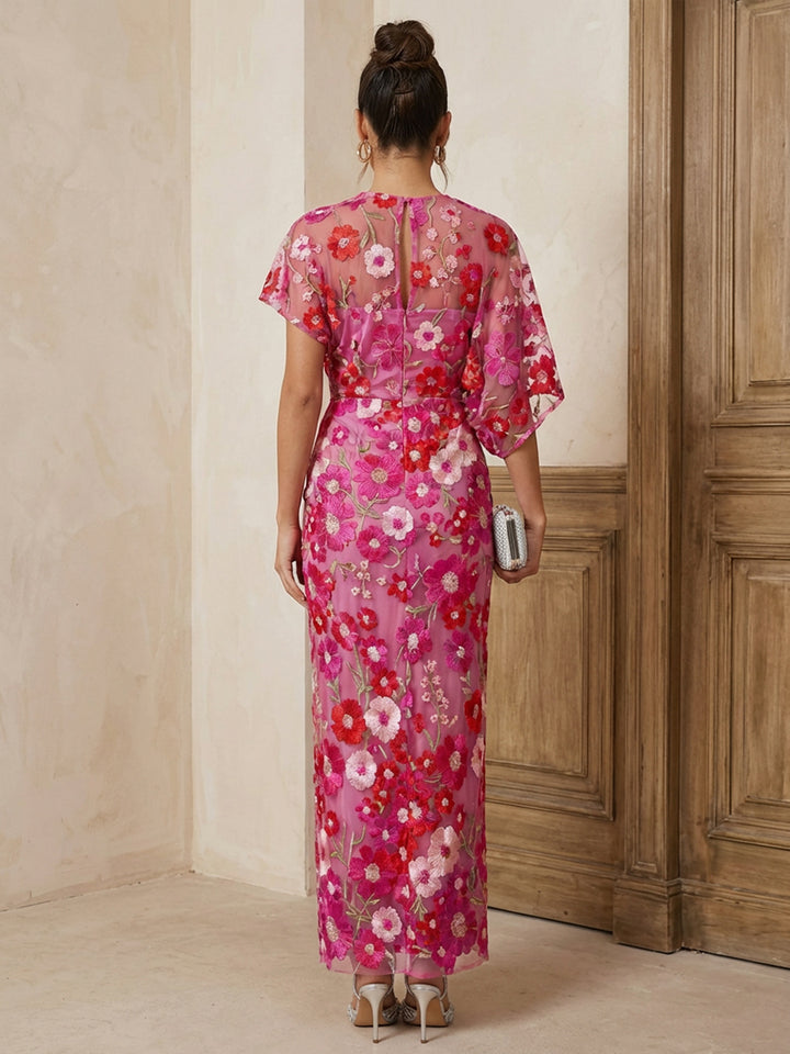 Embroidered Mermaid Square Neck Floor Length Cocktail Dresses