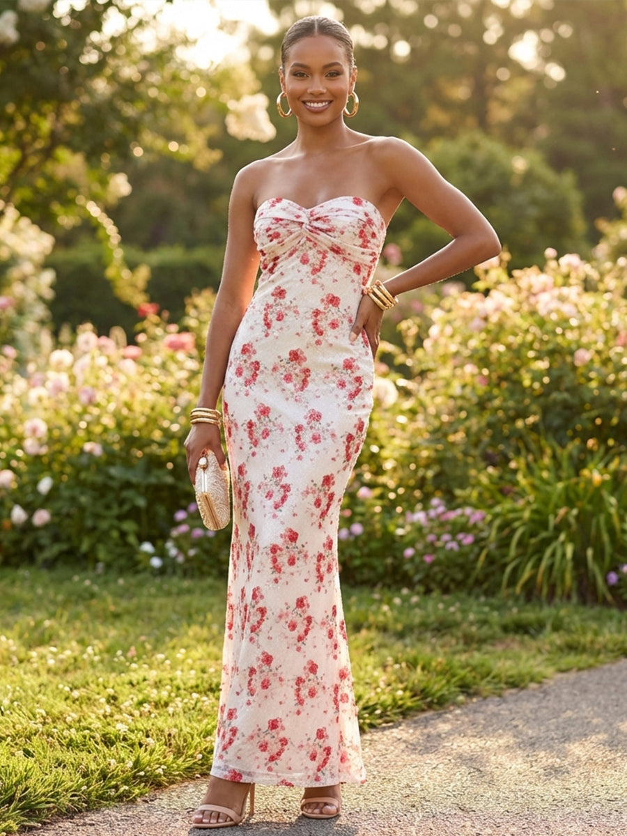 Sequin Mermaid Sweetheart Floor Length Cocktail Dresses