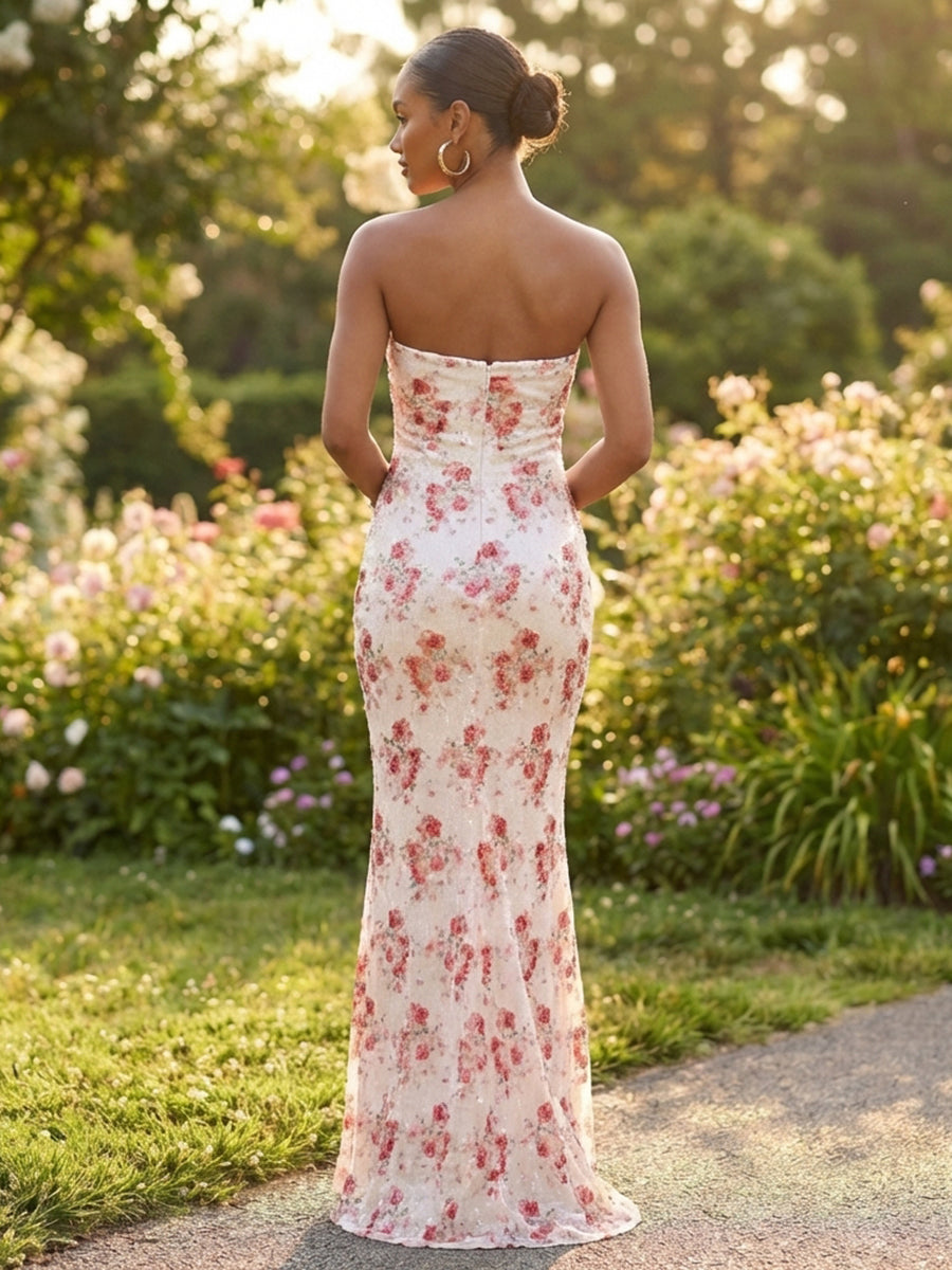 Sequin Mermaid Sweetheart Floor Length Cocktail Dresses