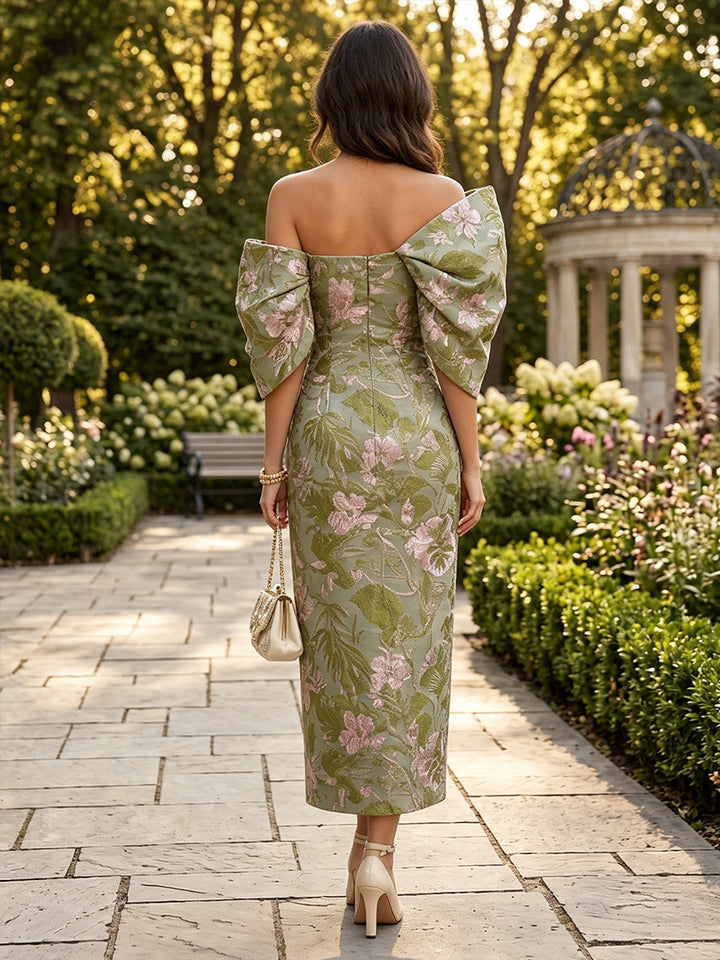 Jacquard Mermaid Off the Shoulder Layered Cocktail Dresses