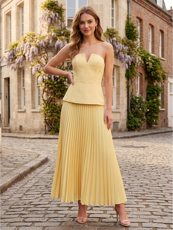 Chiffon A Line Strapless Pleats Cocktail Dresses